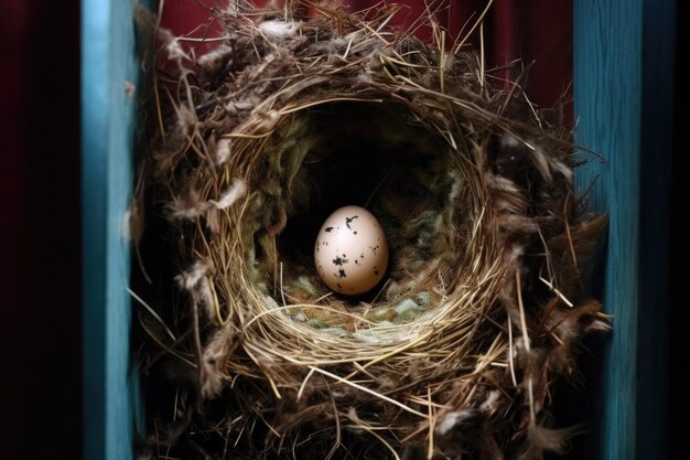 Bird nest in vent with eggs visible inside created with generative ai