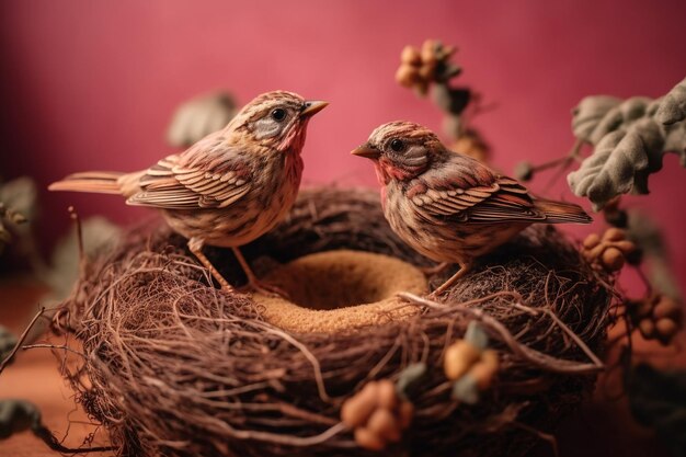 鳥がいる鳥の巣