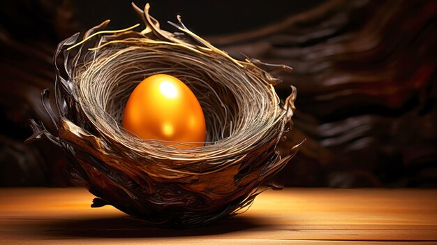 Bird nest with egg inside symbol of new life and resurrection