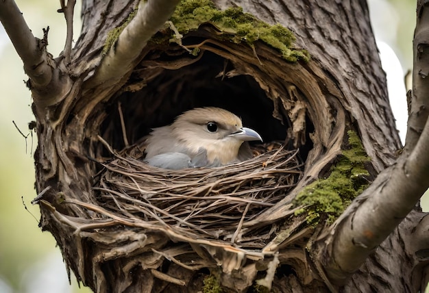 Photo a bird nest with a nest in the middle of it