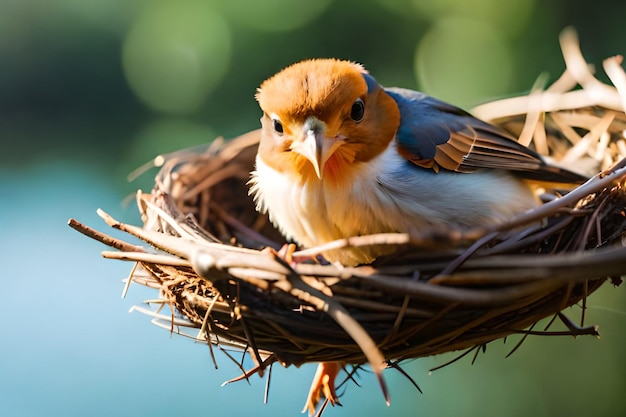 A bird in a nest