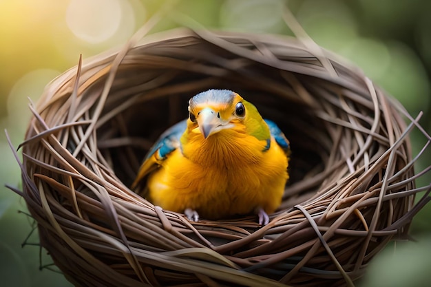 A bird in a nest