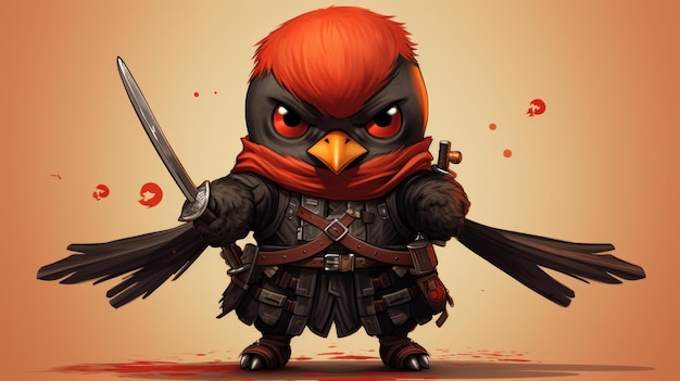 Bird ninja chibi character AI generated image