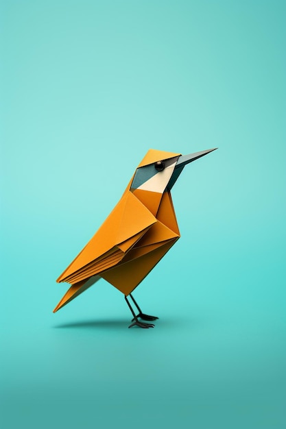 bird origami in the style of contemplative minimalism light orange and teal playstation 5 screens