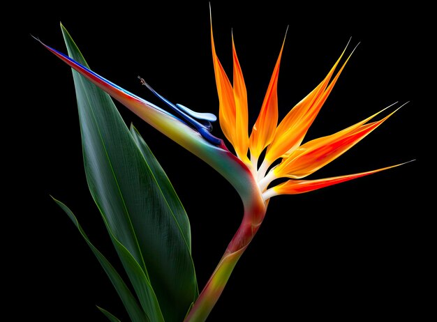 Photo bird of paradise flower isolated on black background