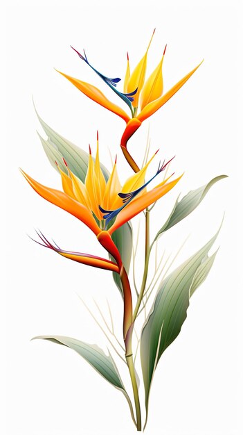 Photo a bird of paradise plant with yellow flowers