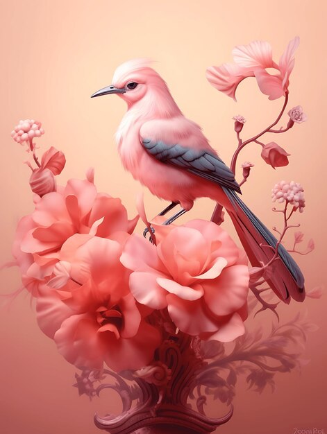 bird pastel tone painting