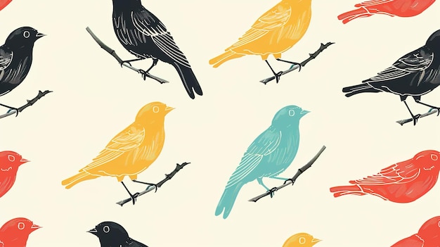 Photo bird pattern wallpaper