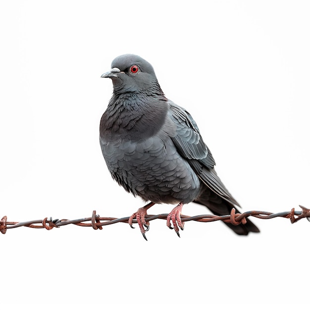 Photo bird perched on top of barbed wire generative ai