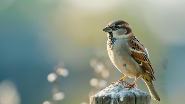 A Bird Perching on a Post