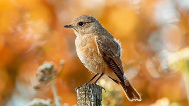 A Bird Perching on a Post