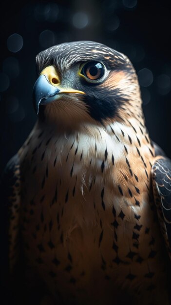 A bird of prey is sitting on a table.