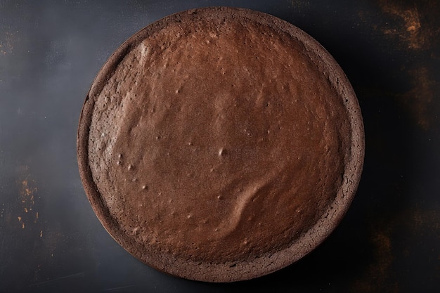 Bird s eye view of a cylindrical chocolate cake