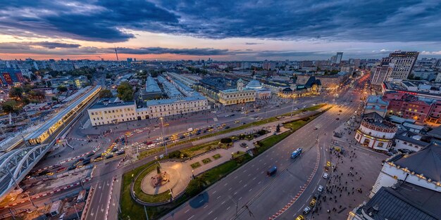 Фото Вид на вечернюю москву с высоты птичьего полета