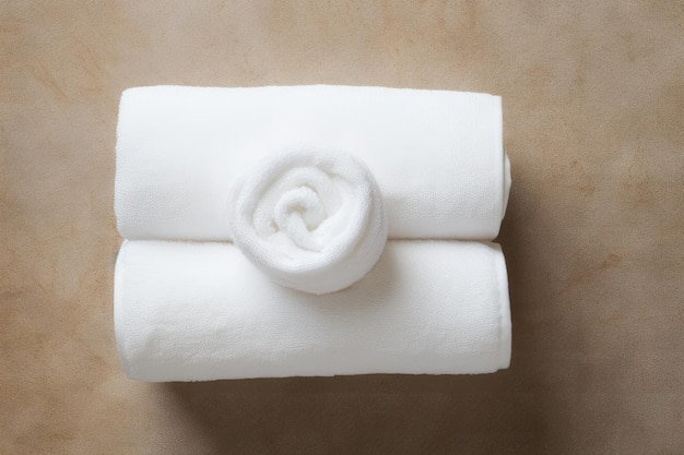 A bird s eye view of a pristine white towel typically found in a spa setting