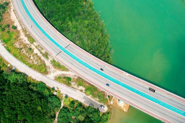 Bird's eye view of road during daytime photo