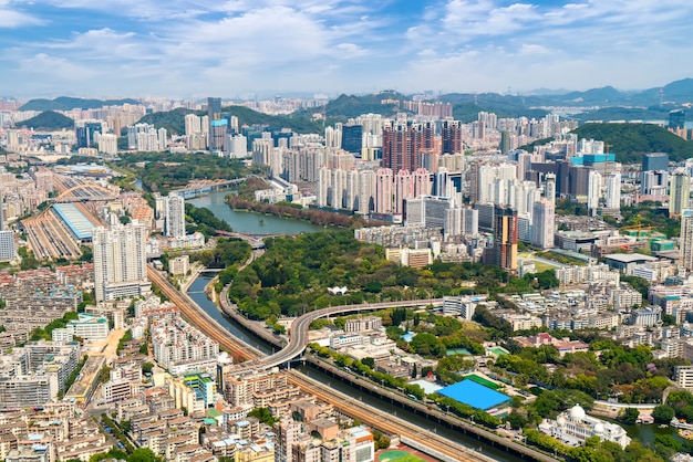 bird's eye view of the urban architectural in Shenzhen