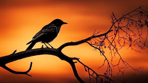 Bird silhouette perched on a branch