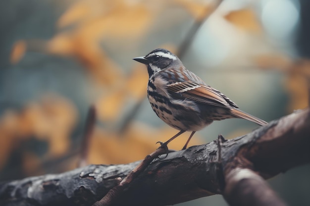 A bird sits on a branch