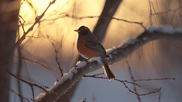 A bird sitting on a branch