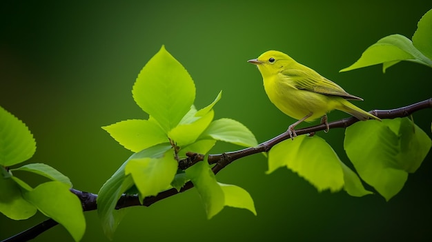 A bird sitting on top of a green leaf biodiversity colorful background