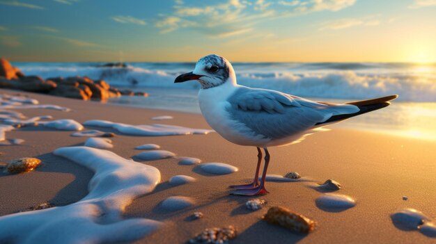 Photo a bird standing on a beach