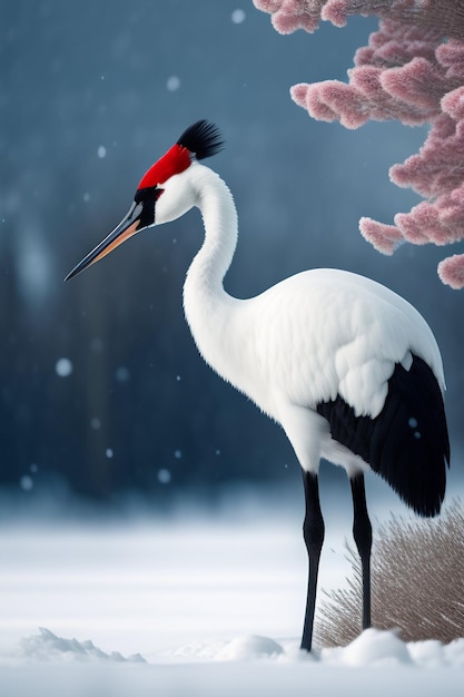 A bird standing in the snow ai generative