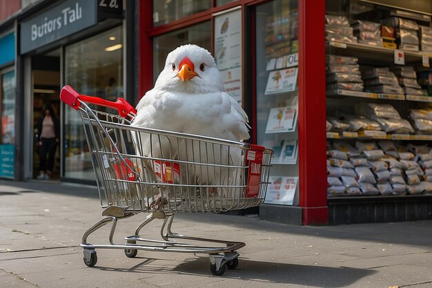 Photo the bird stands tall in a big buying spree