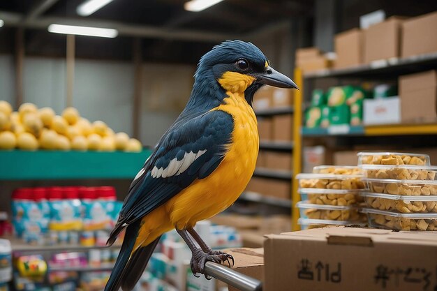Photo the bird stands tall in a big buying spree