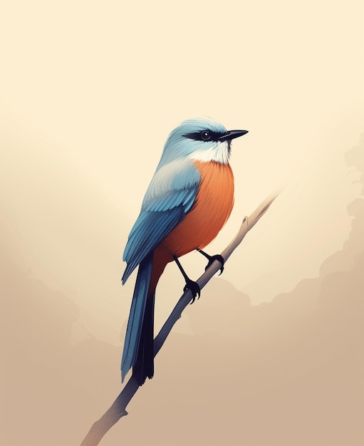 a bird that is blue and orange