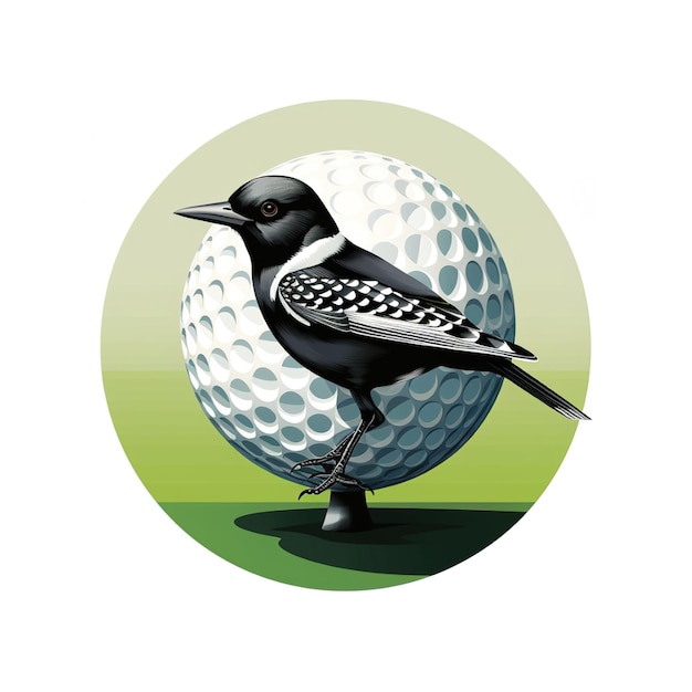 a bird that is on a golf ball