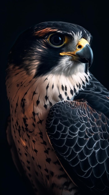 A bird that is sitting on a black background