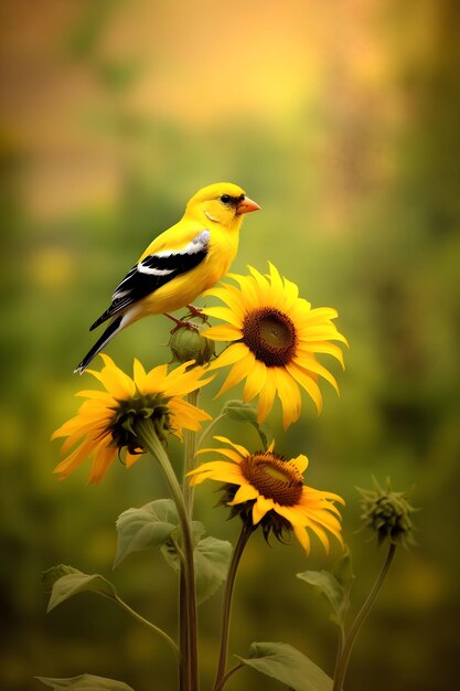 A bird that is yellow and black