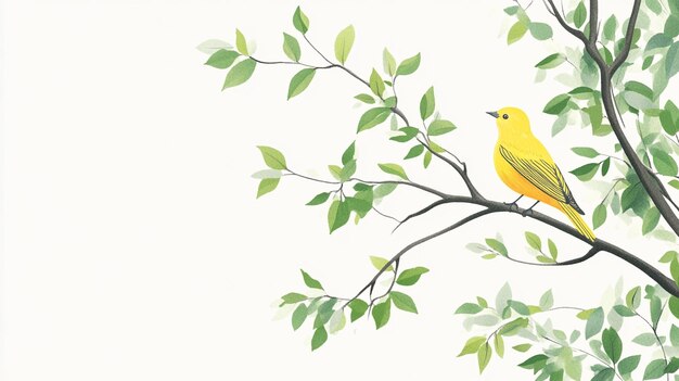 a bird in a tree with green leaves