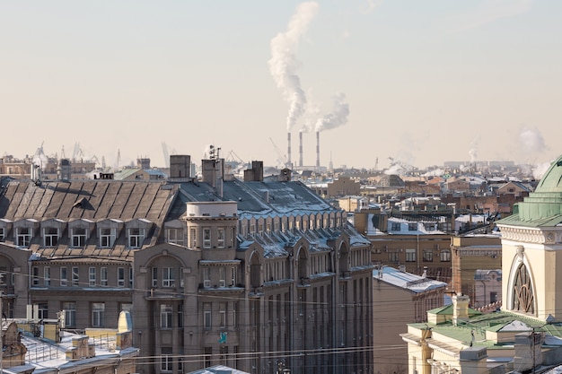 Bird view on the metropolitan Russian city.