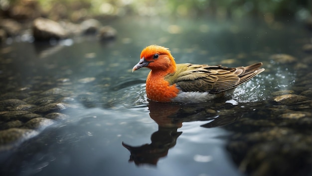 Bird in the water unaware of the danger below