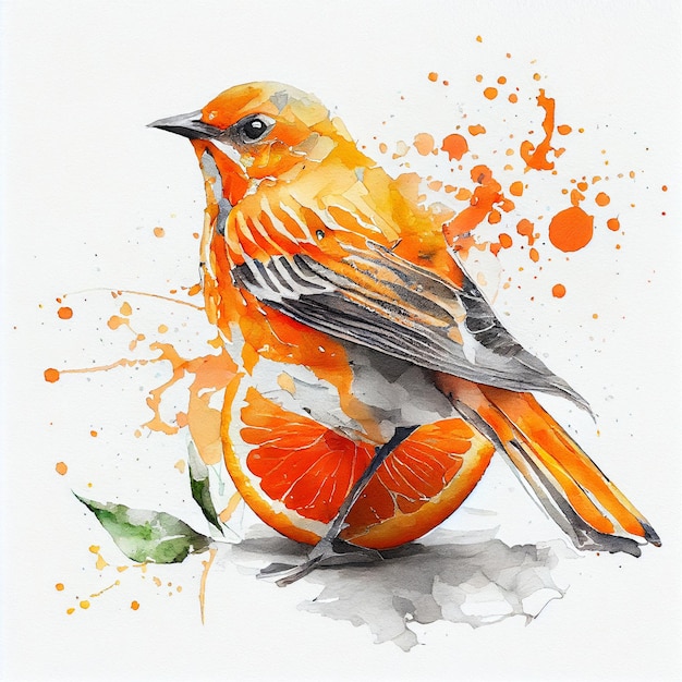 写真 鳥の水彩画の絵の具
