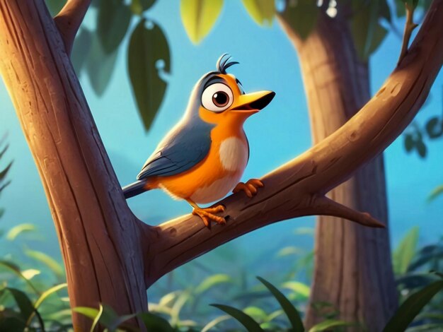 a bird with a big beak sits on a tree branch