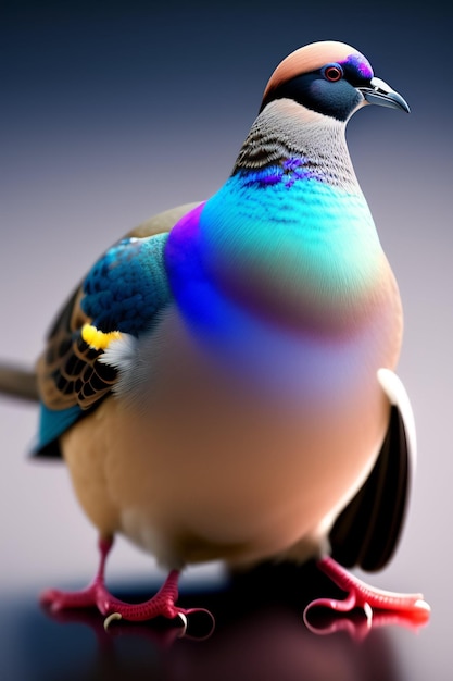 A bird with a blue and green body