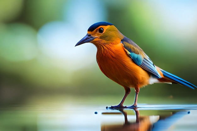 A bird with a blue head and blue on its head