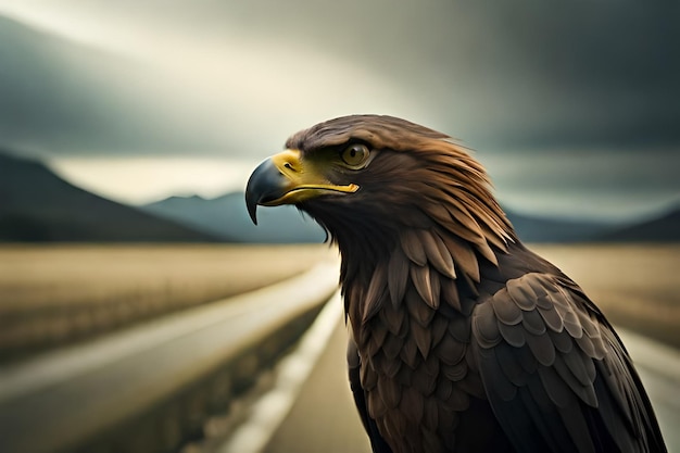 A bird with a blue sky in the background