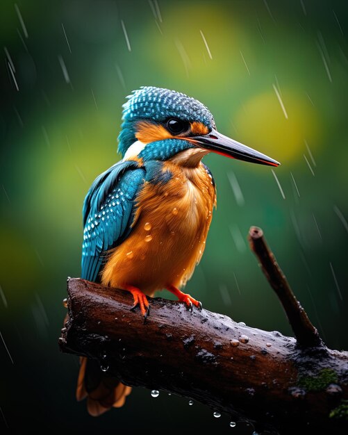 Photo a bird with a blue and yellow head is sitting on a branch