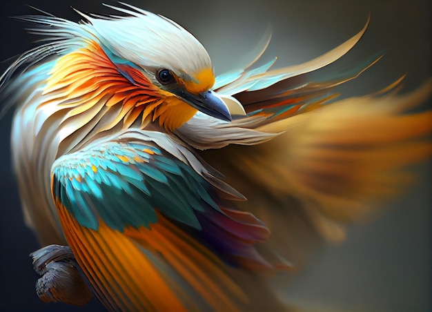 A bird with a bright blue and yellow head and wings