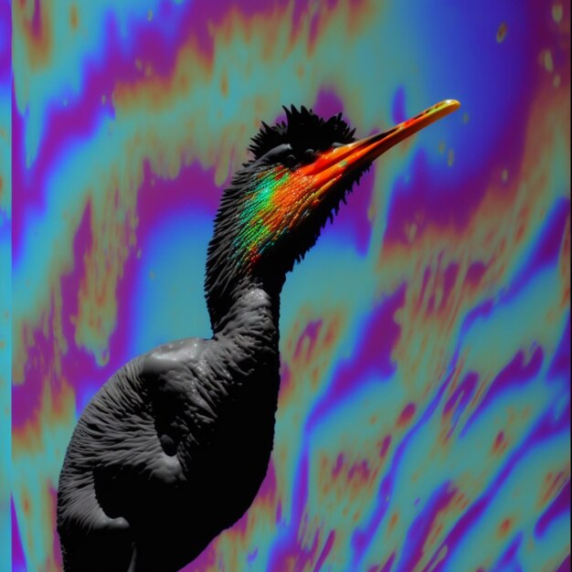 Premium AI Image | A bird with a bright orange beak is standing in