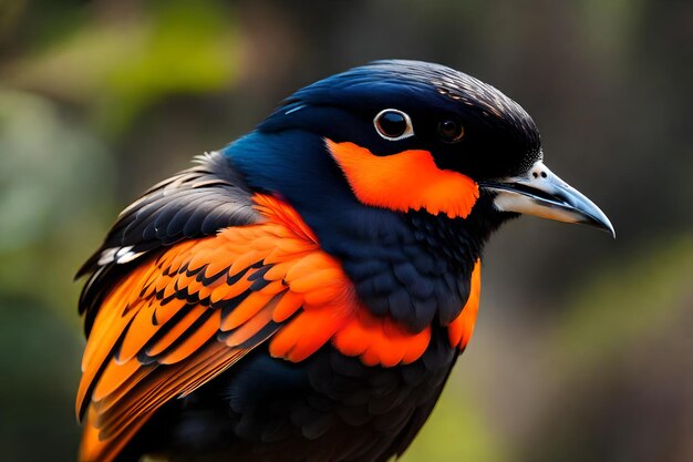 A bird with bright orange feathers and a black head that says'the bird is a bird ' 4888