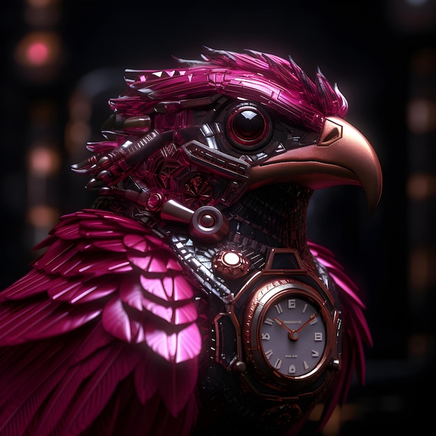 A bird with a clock