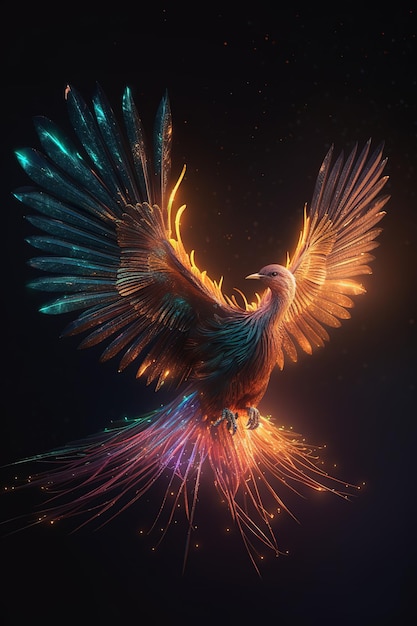 A bird with a fire effect on it