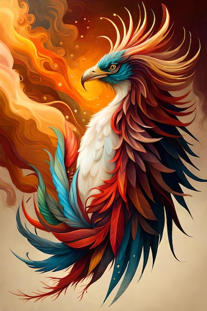 A bird with a flame on it