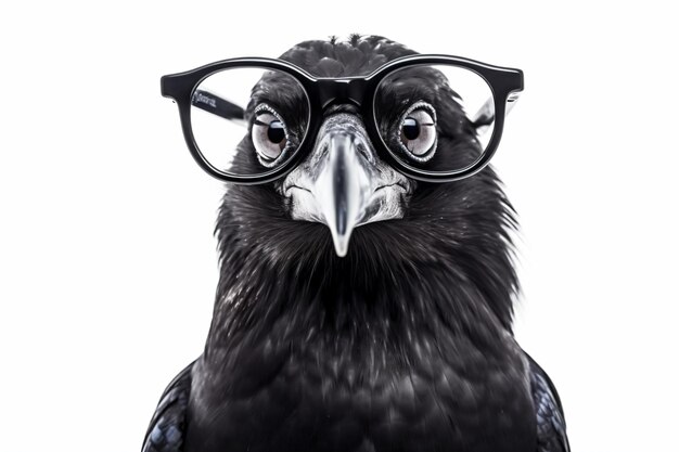 a bird with glasses on its face