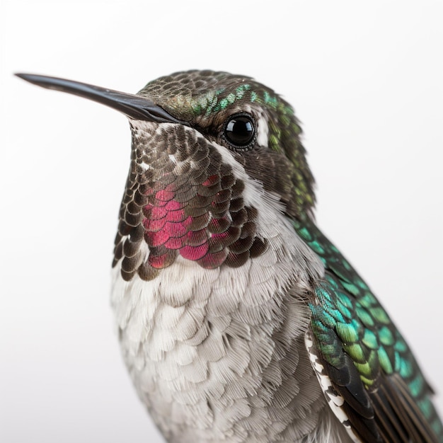 A bird with a green and red head and neck.